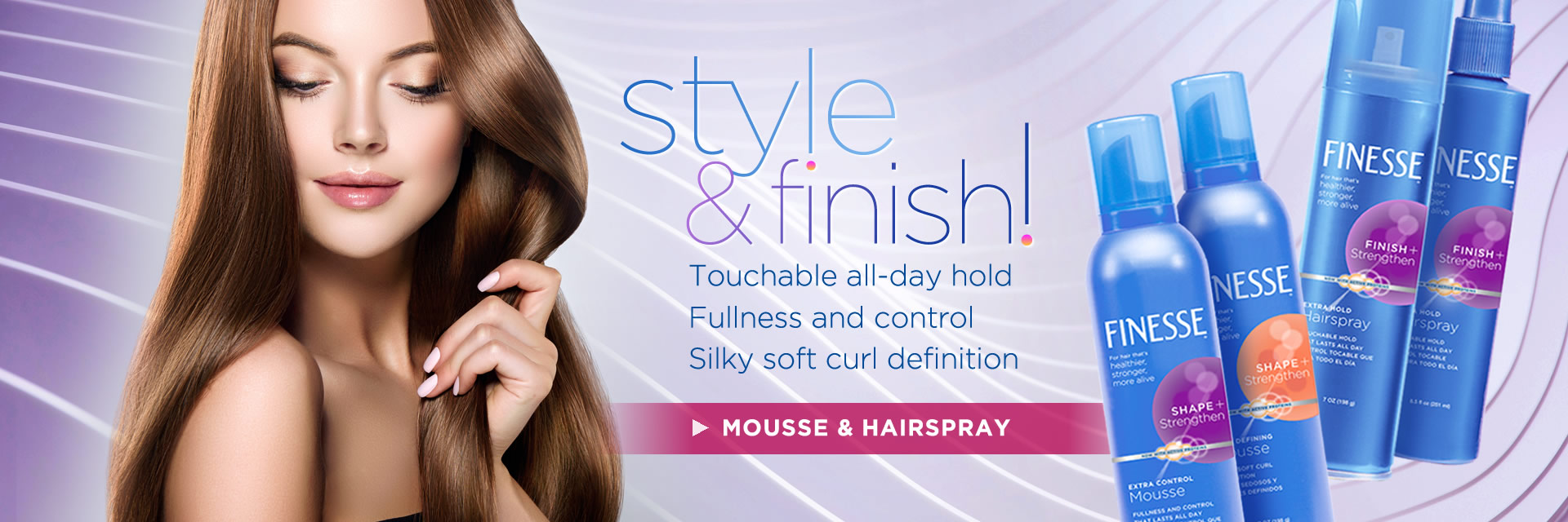 Finesse Haircare Styling Mousse Hair Spray Moisturize Repair Style Strengthen